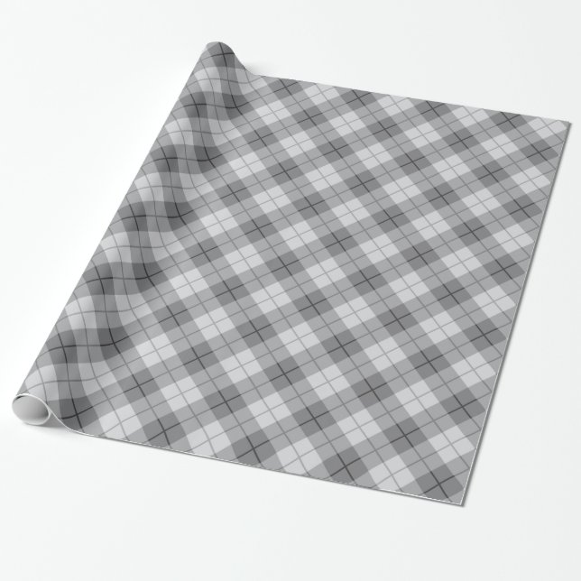Grey Plaid Wrapping Paper (Unrolled)