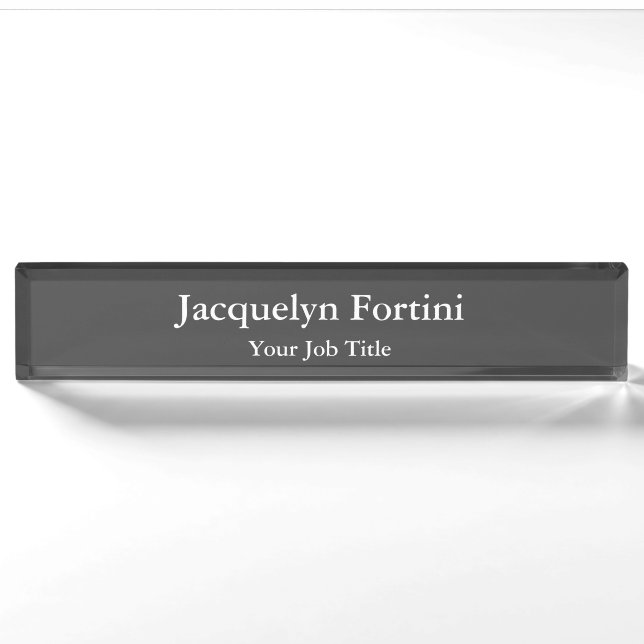 Grey Plain Elegant Modern Minimalist Nameplate (Front)