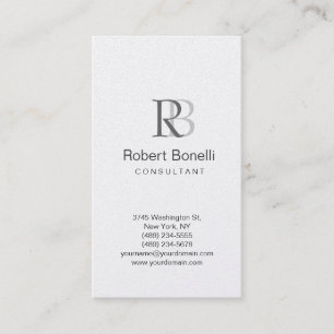Grey Plain Modern Monogram Business Card