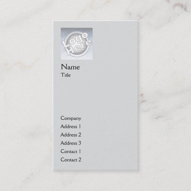 Grey Plain Vertical - Business Business Card (Front)