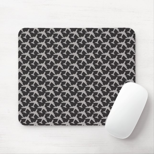 Grey Plane Airplanes Pilot Plane Aviation Aviator Mouse Pad (With Mouse)