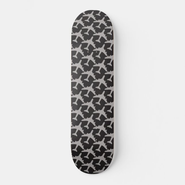 Grey Plane Airplanes Pilot Plane Aviation Aviator Skateboard (Front)