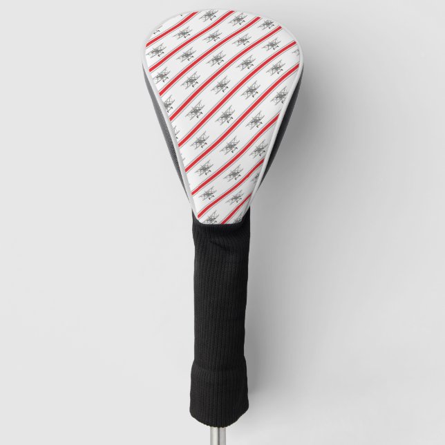 Grey Plane Red Lines Airplanes Pilot Plane Golf Head Cover (Front)