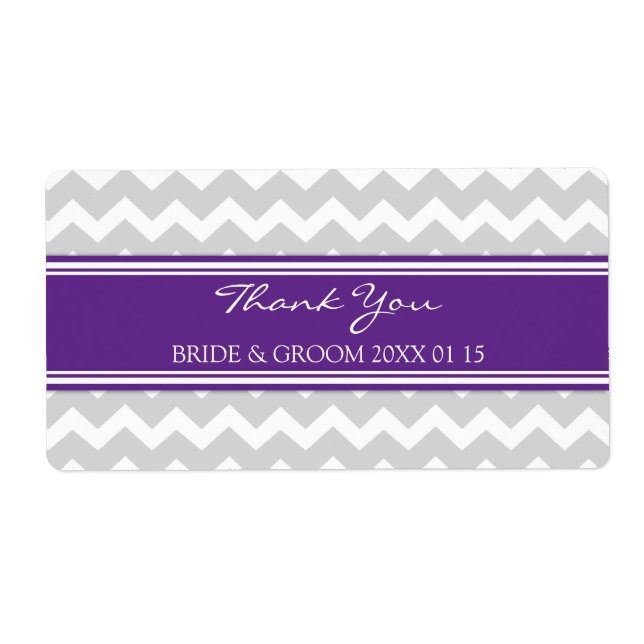 Grey Plum Chevron Wedding Labels (Front)