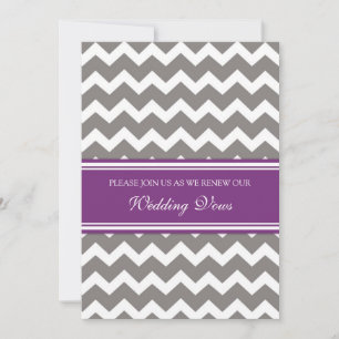 Grey Plum Chevron Wedding Vow Renewal Invitations