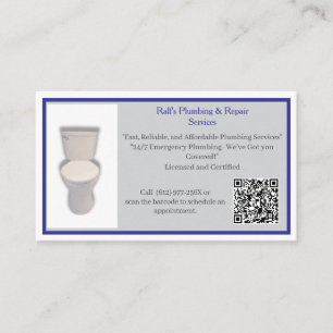 Grey Plumber Plumbing Services Toilet Business Card