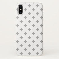 Grey polka crosses on white
