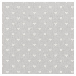Grey Polka Dot Hearts Fabric