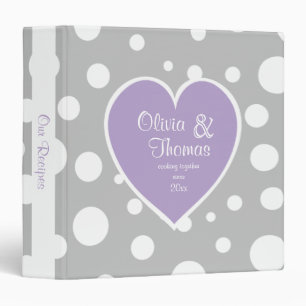 Grey Polka Dot Pattern and Heart Purple Binder