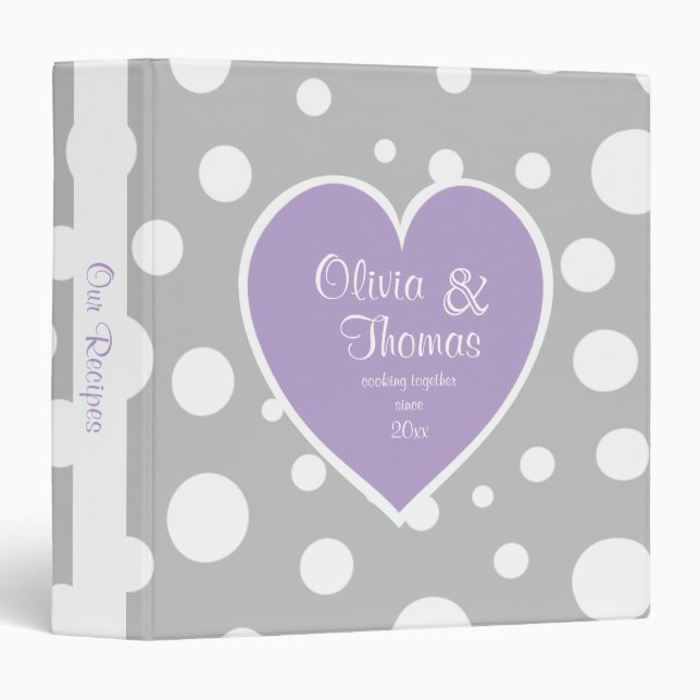 Grey Polka Dot Pattern and Heart Purple Binder (Front/Spine)