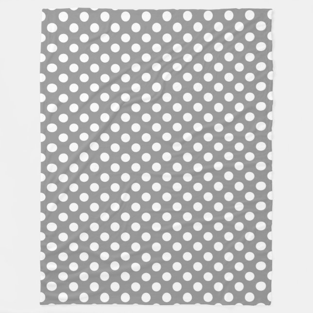 Grey Polka Dot Pattern Fleece Blanket (Front)