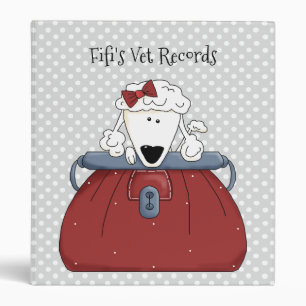 Grey Polka Dot Poodle Vet Records Binder