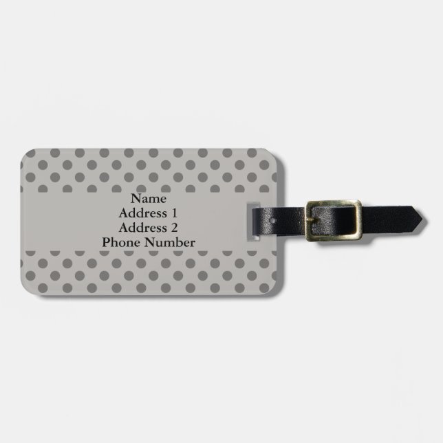 Grey Polka Dots Luggage Tag (Front Horizontal)