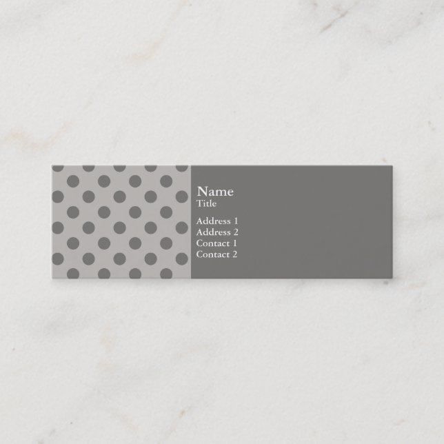 Grey Polka Dots Mini Business Card (Front)