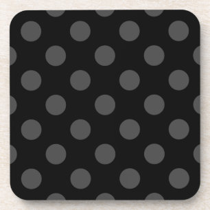 Grey polka dots on black coaster