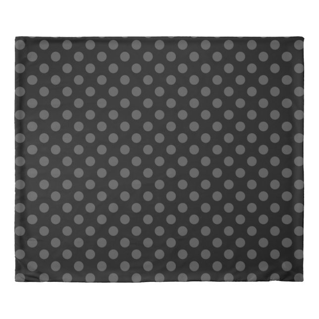 Grey polka dots on black duvet cover (Front)