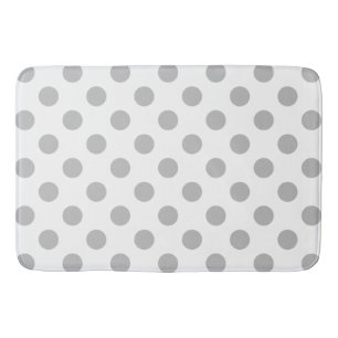 Grey polka dots on white bath mat