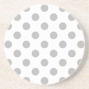 Grey polka dots on white coaster