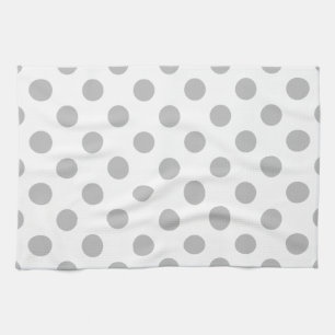 Grey polka dots on white kitchen towel