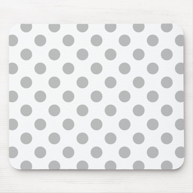 Grey polka dots on white mouse pad (Front)