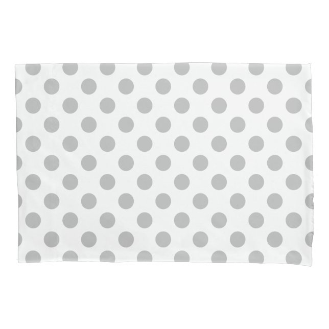 Grey polka dots on white pillowcase (Front)