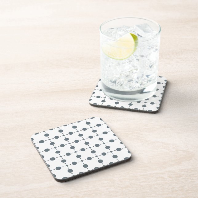 Grey Polka Dots, Polka Dot Pattern, Dots, Dotted Coaster (Right Side)