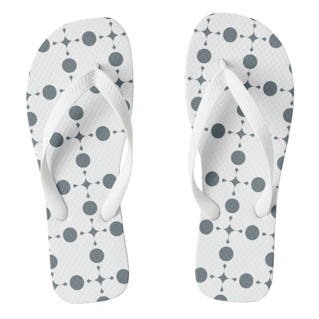 Grey Polka Dots, Polka Dot Pattern, Dots, Dotted Flip Flops (Footbed)