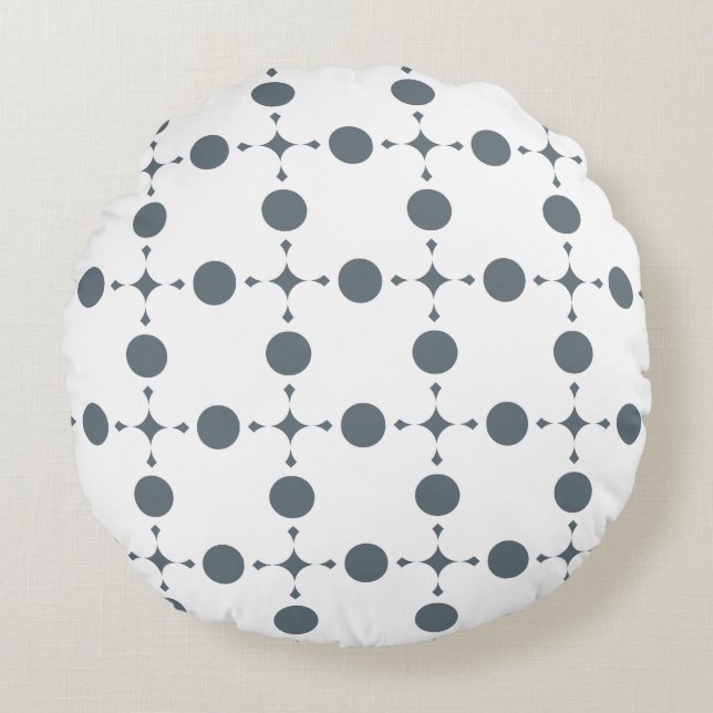 Grey Polka Dots, Polka Dot Pattern, Dots, Dotted Round Pillow (Front)