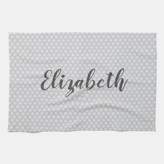Grey polka dots trendy kitchen towel (Horizontal)