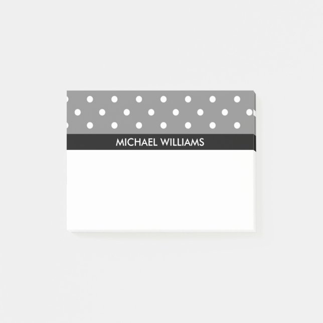 Grey Polka Dots with Black Stripes Post-it Notes (Front)