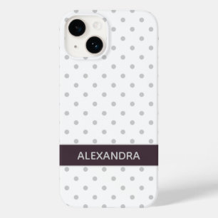 Grey Polka Dots with Dusty Plum Purple Band Case-Mate iPhone 14 Case