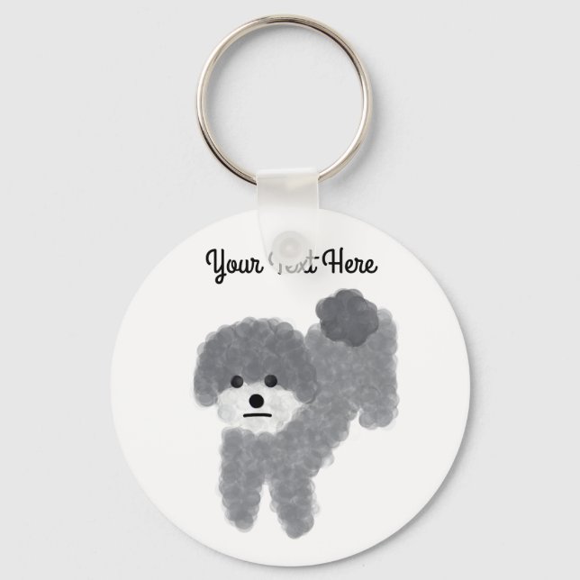 Grey Poodle #2 Keychain  (Front)