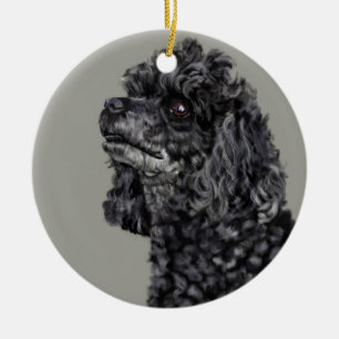 Grey Poodle Ceramic Ornament