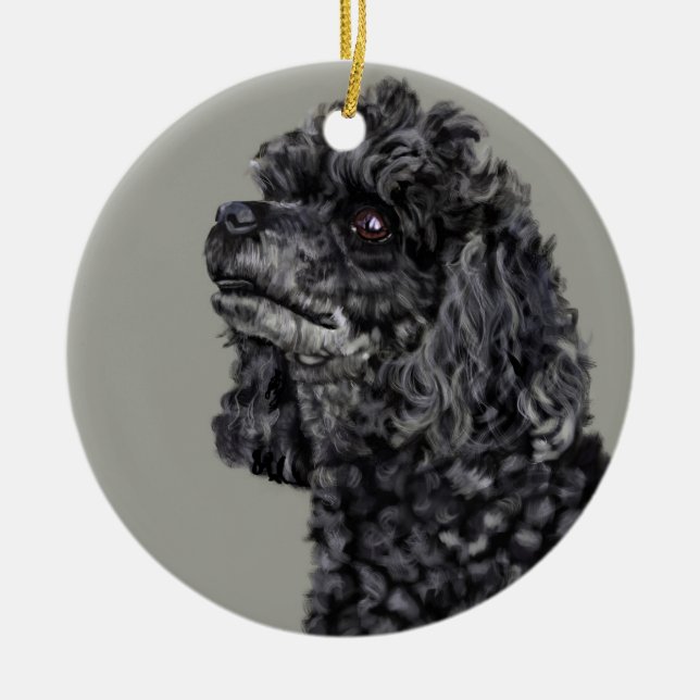 Grey Poodle Ceramic Ornament (Front)