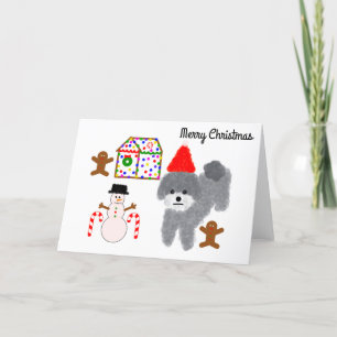 Grey Poodle Christmas #1 Card