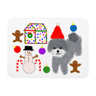 Grey Poodle Christmas #2 Magnet