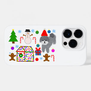 Grey Poodle Christmas #3 iPhone 14 Pro Case