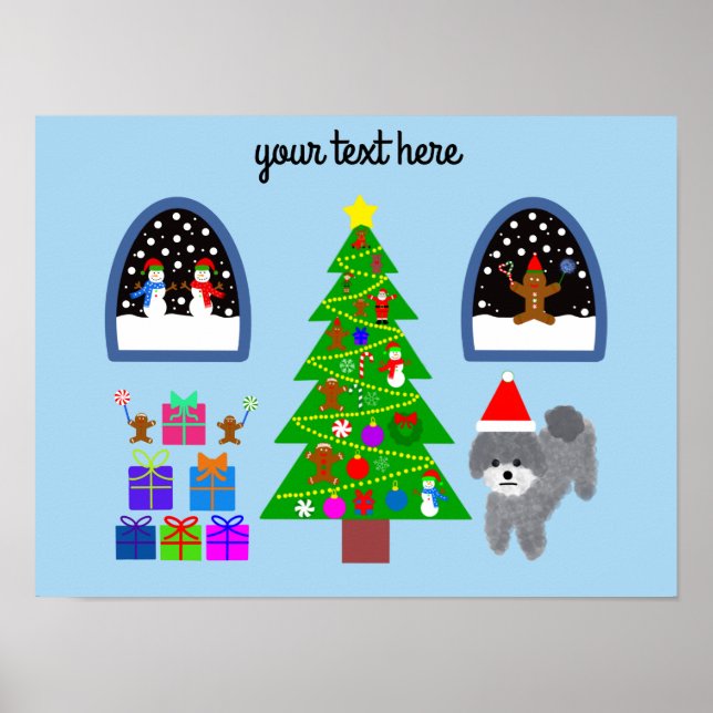 Grey Poodle Christmas #4 Poster (Front)