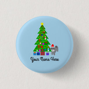 Grey Poodle Christmas #5 Button