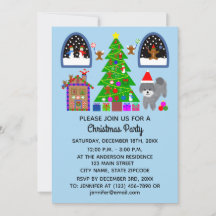 Grey Poodle Christmas #6-2 Invitation Card