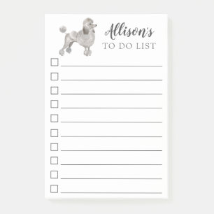 Grey Poodle Dog Personalized To Do List Post-it Notes