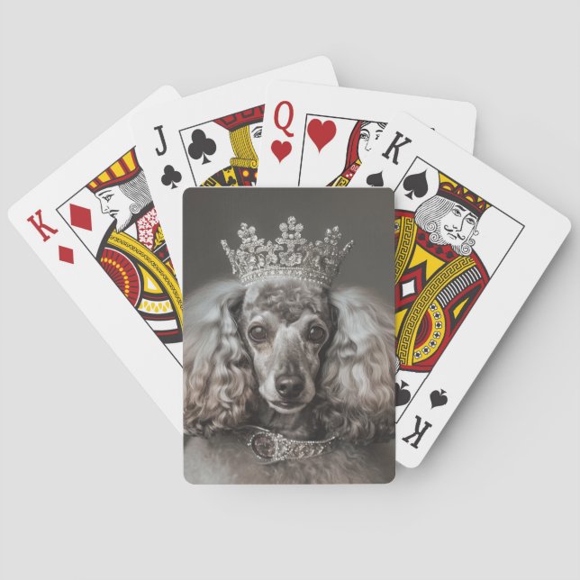 Grey Poodle Dressed as a Princess Playing Cards (Back)