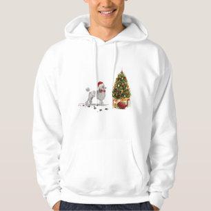 Grey Poodle Funny Christmas Dog with Tree Hoodie