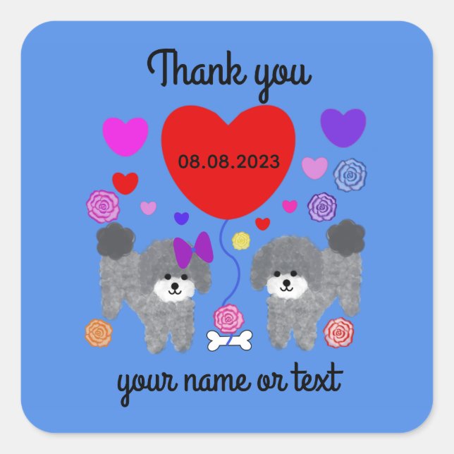 Grey Poodle Valentine #3-2 Stickers (Front)