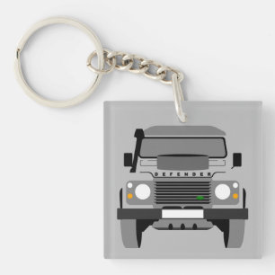 Grey Pop Art Classic Land Rover Car Keychain