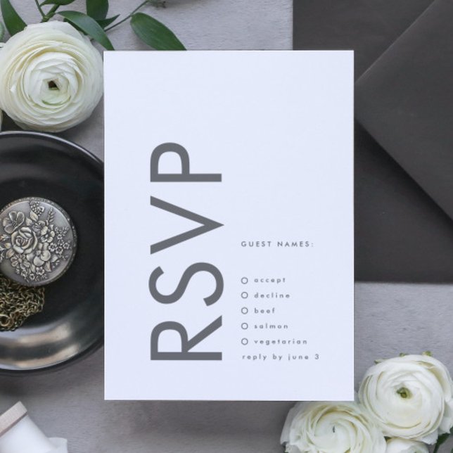  Grey Premium Ultimate Modern Monogram Bold Fun RSVP Card (Creator Uploaded)