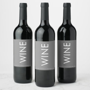  Grey Premium Ultimate Modern Monogram Bold Fun Wine Label