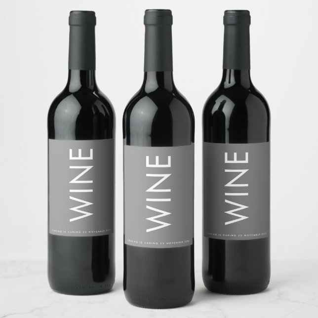  Grey Premium Ultimate Modern Monogram Bold Fun Wine Label (Bottles)