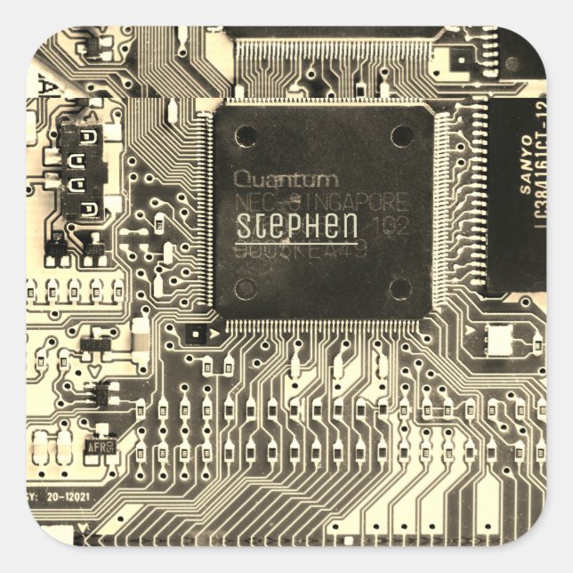 Grey printed circuit board • Geek electronic PCB Square Sticker (Front)