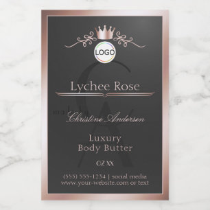Grey Product Label Rose Gold Frame Logo Monogram